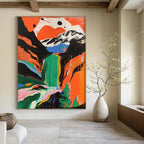 Colorful Mountain Waterfall Abstract Painting for Nature - Lover Cabins HENG105