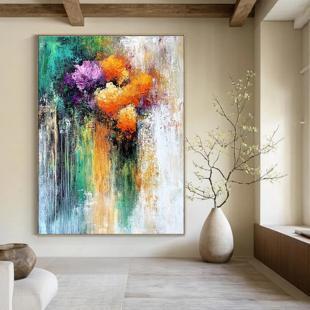 Impressionistic Colorful Flowers Abstract Painting for Cheerful Spaces GAB0688