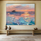 Sunset Seaside Abstract Painting for Nautical - Themed Restaurants YHT205