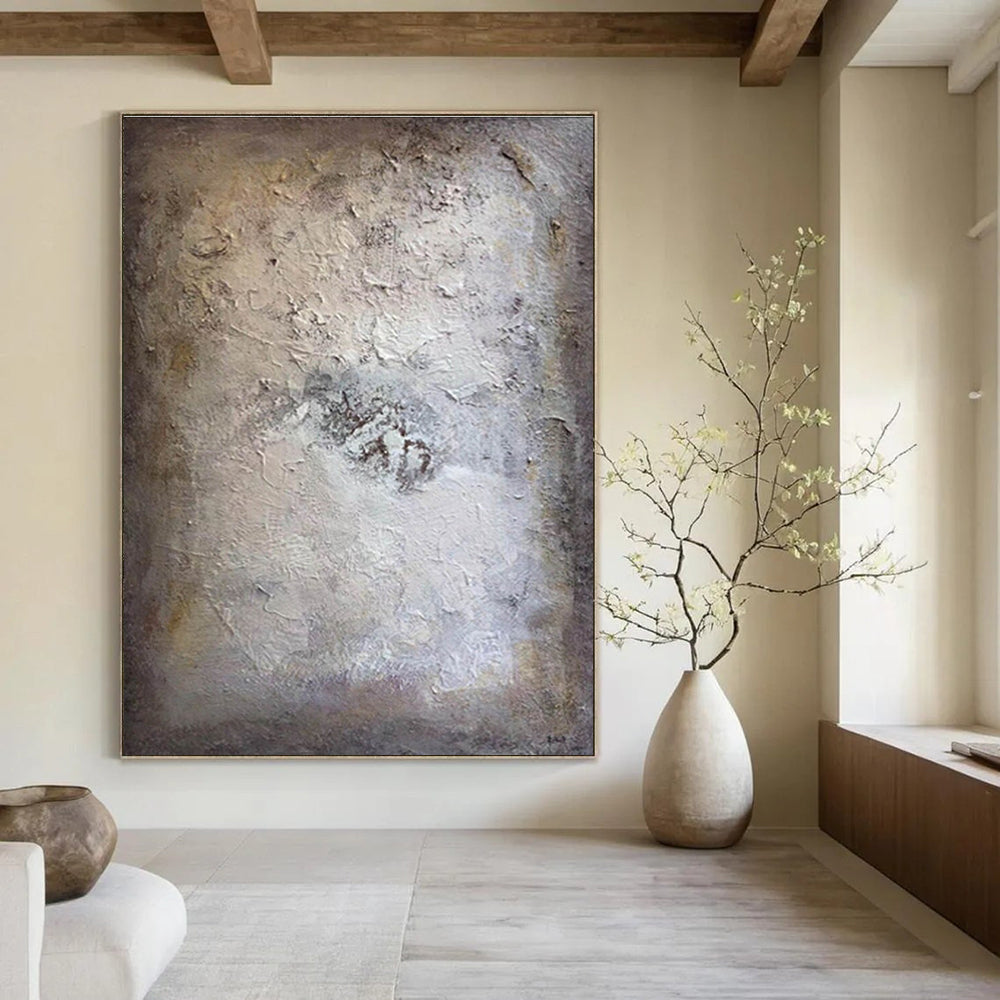 Subtle Beige - Toned Textured Canvas Painting for Timeless Decor HENG258