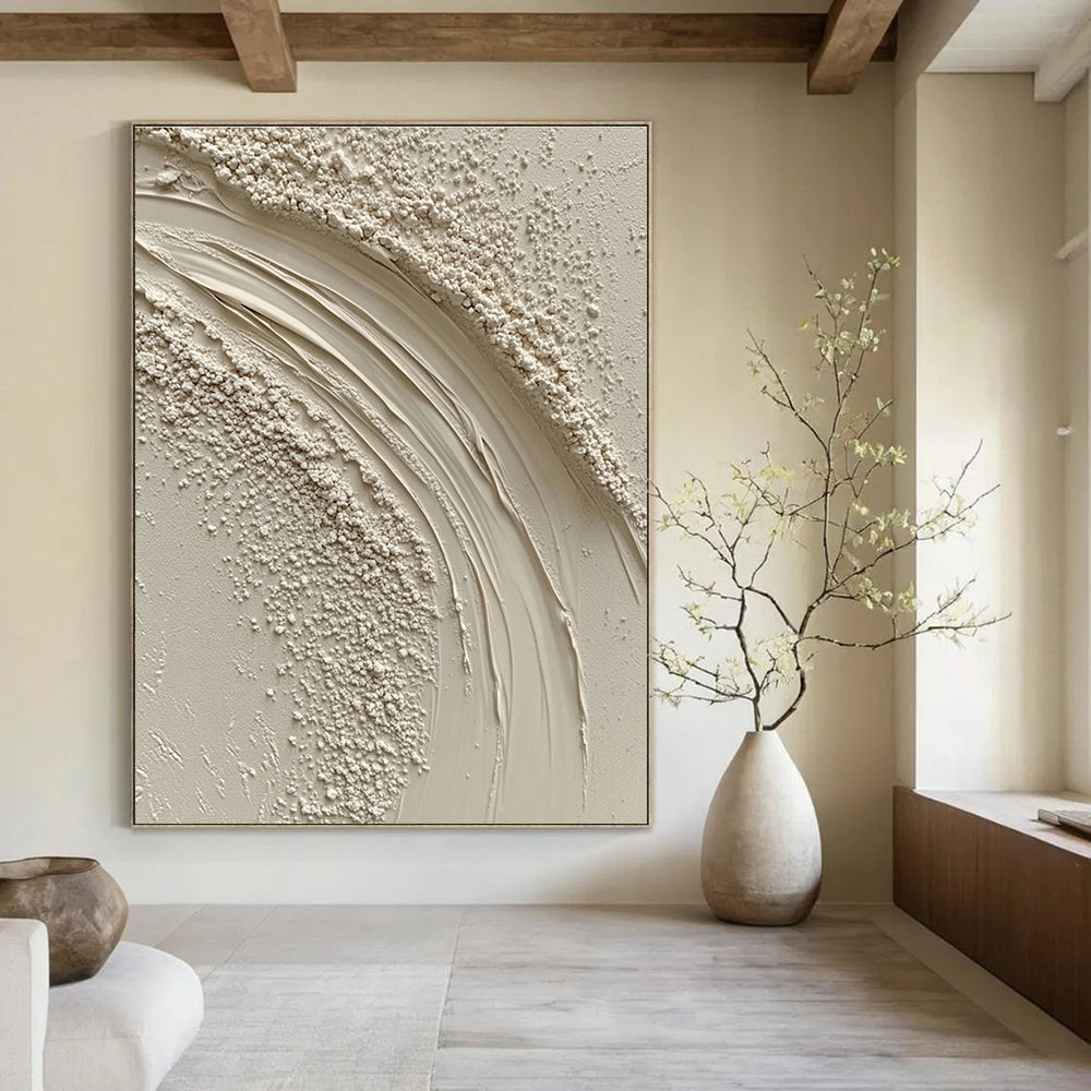 Cream Textured Abstract - Subtle Tactile Art GAB0415
