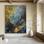 Textured Dark Abstract Painting for Industrial - Chic Lofts HENG471