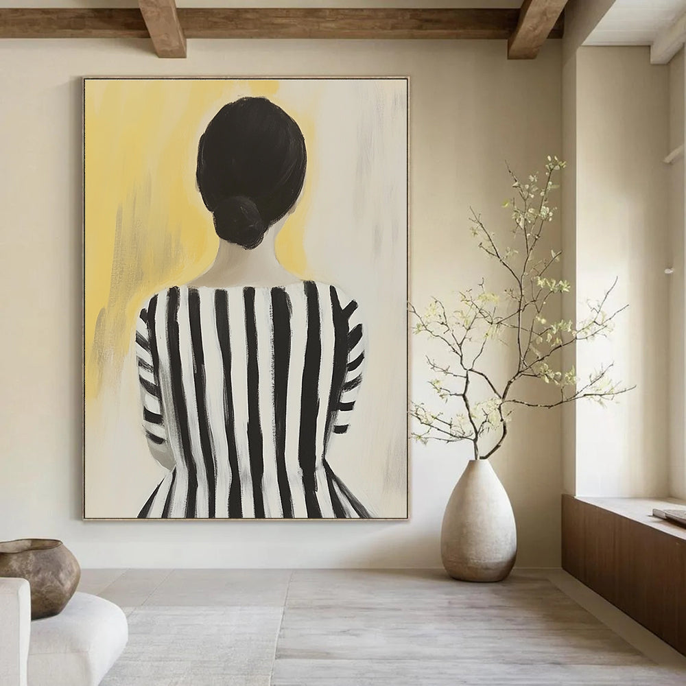 Back View of Striped Woman - Stylized Figurative Abstract Art GAB0418