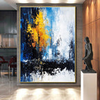 Blue - Yellow Abstract Tree Painting with Whimsical Serenity WINK398