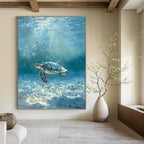 Sea Turtle Underwater Realistic Marine Abstract Painting GAB0335