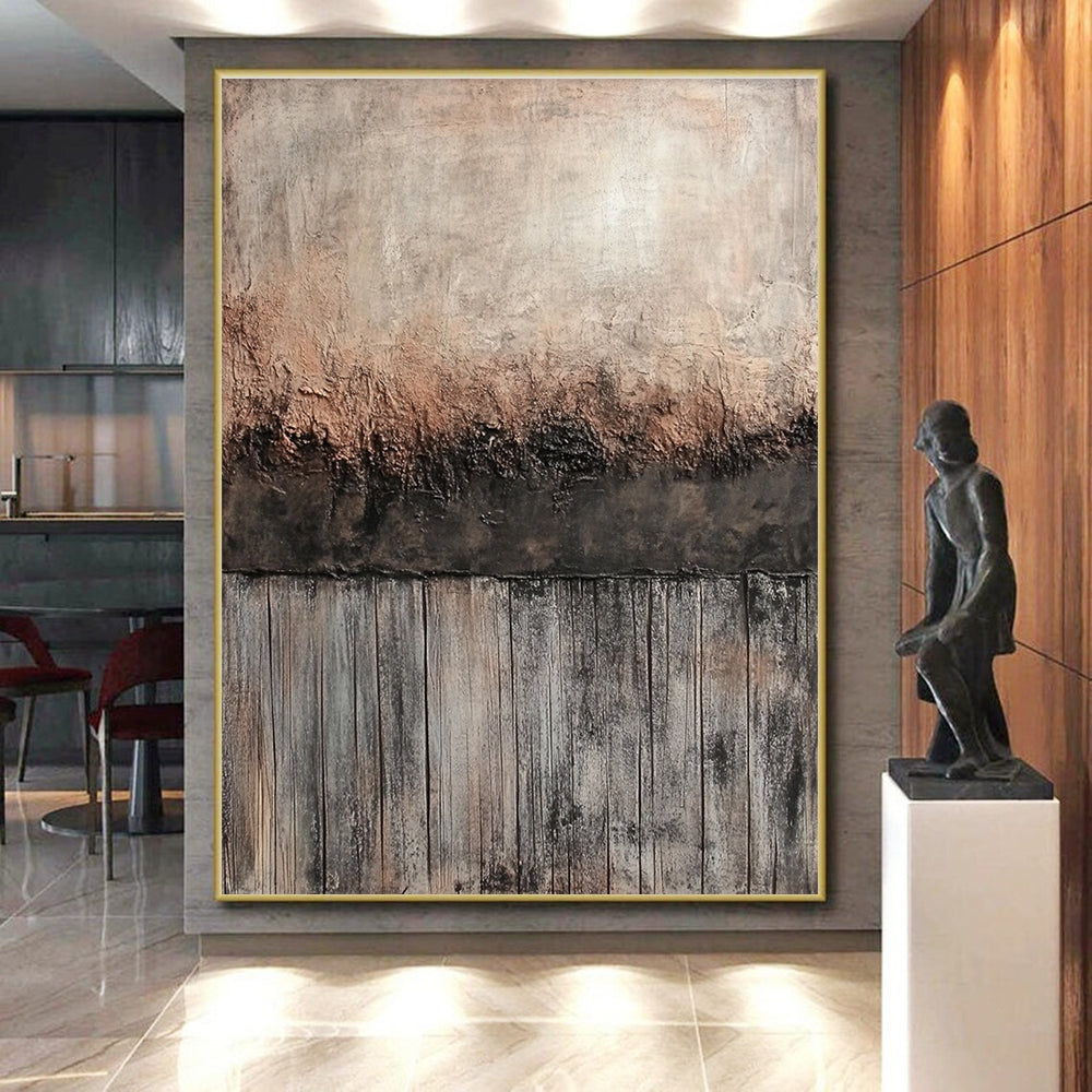 Textured Wall and Wood Fusion Abstract Painting with Rustic Charm WINK252