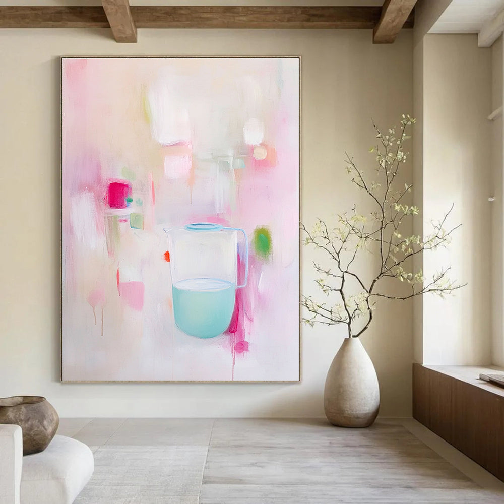 Pastel Pitcher Still Life Soft - Hued Abstract Painting GAB0357