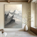 Monochrome Mountain Peaks - Serene Landscape Abstract Art GAB0411