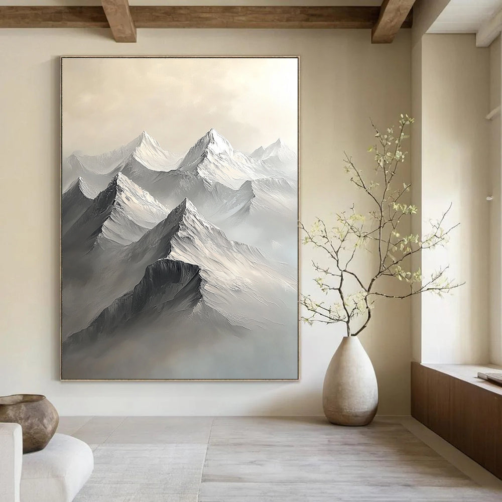 Monochrome Mountain Peaks - Serene Landscape Abstract Art GAB0411