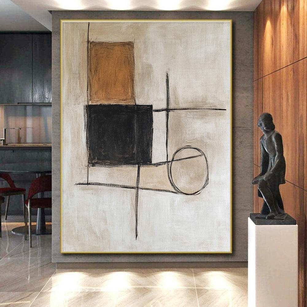 Minimalist Geometric Shapes Abstract Painting with Quiet Structure WINK183