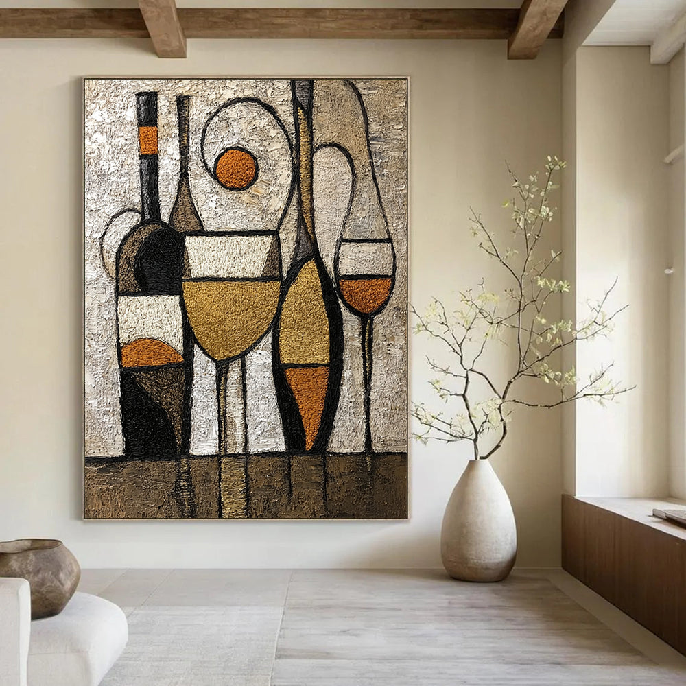 Abstract Wine Still Life Painting for Sophisticated Wine Bars GAB0834