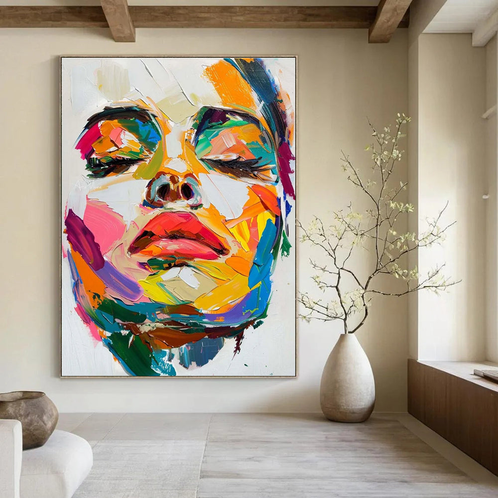 Colorful Portrait Abstract Painting for Creative Studio Lounges HENG090
