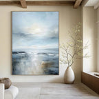 Calm Seascape Abstract Painting for Coastal Bedroom Retreats HENG059
