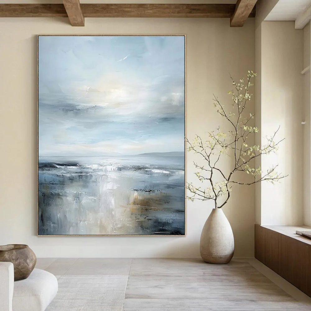 Calm Seascape Abstract Painting for Coastal Bedroom Retreats HENG059