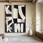 Monochrome Geometric Abstract Painting for Industrial Lofts GAB0773