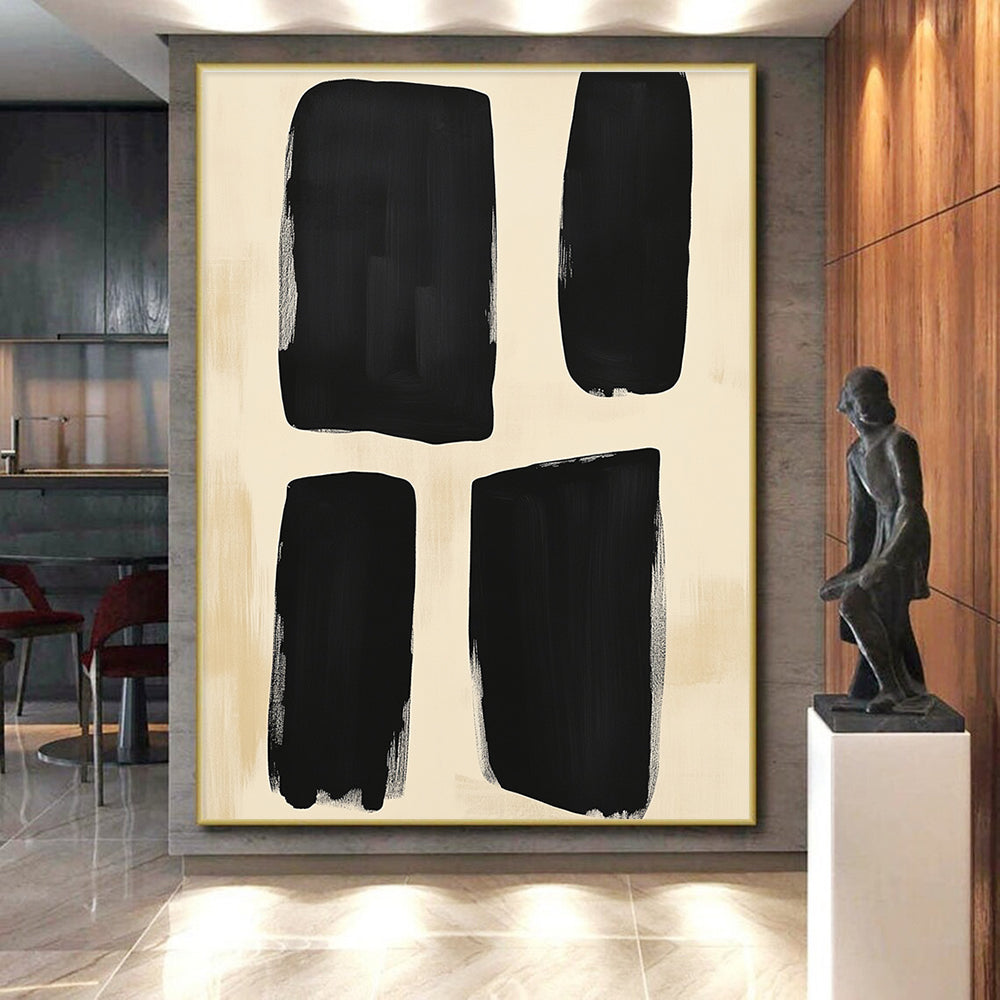 Simple Black Shape Abstract Painting with Understated Charm WINK829