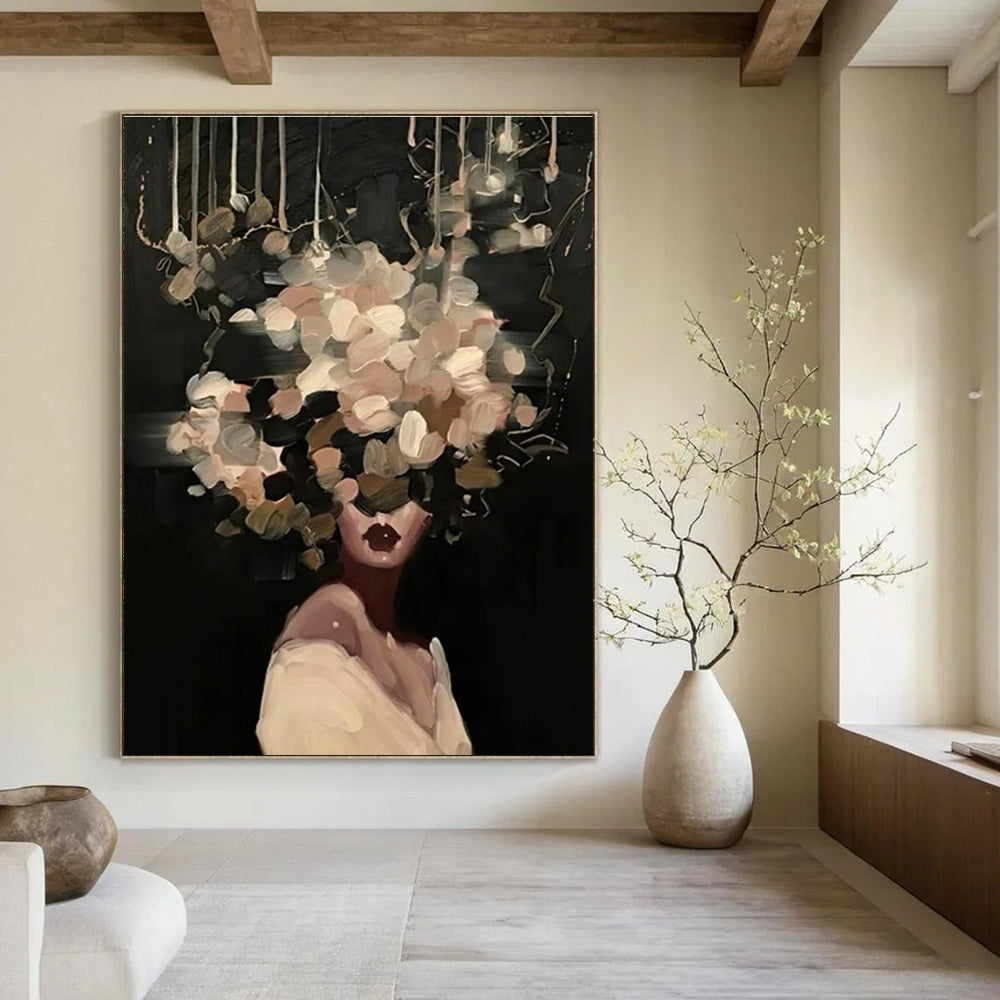 Woman with Elaborate Floral Head Painting for Elegant Event Spaces HENG326