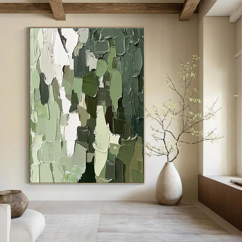 Green Textured Abstract Painting for Nature - Inspired Home Offices GAB1248