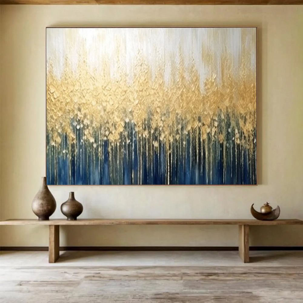Golden Forest Silhouette Abstract Painting for Luxe Interiors YHT051