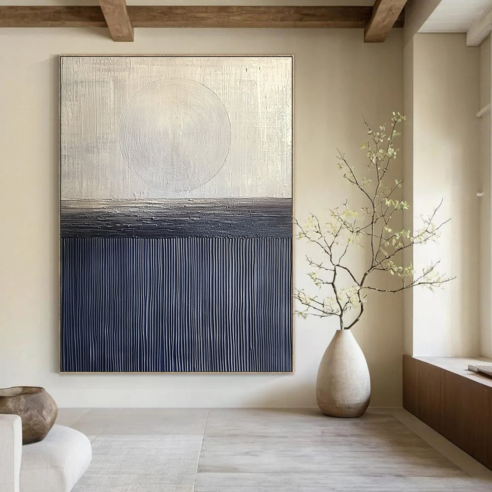 Silver and Black Textured Layers Painting of Industrial Chic GAB0166