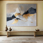 Gold and Gray Abstract Painting with Bold Shapes ABS275