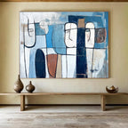 Abstract Face Figures with Geometric Lines Abstract Painting ABS348