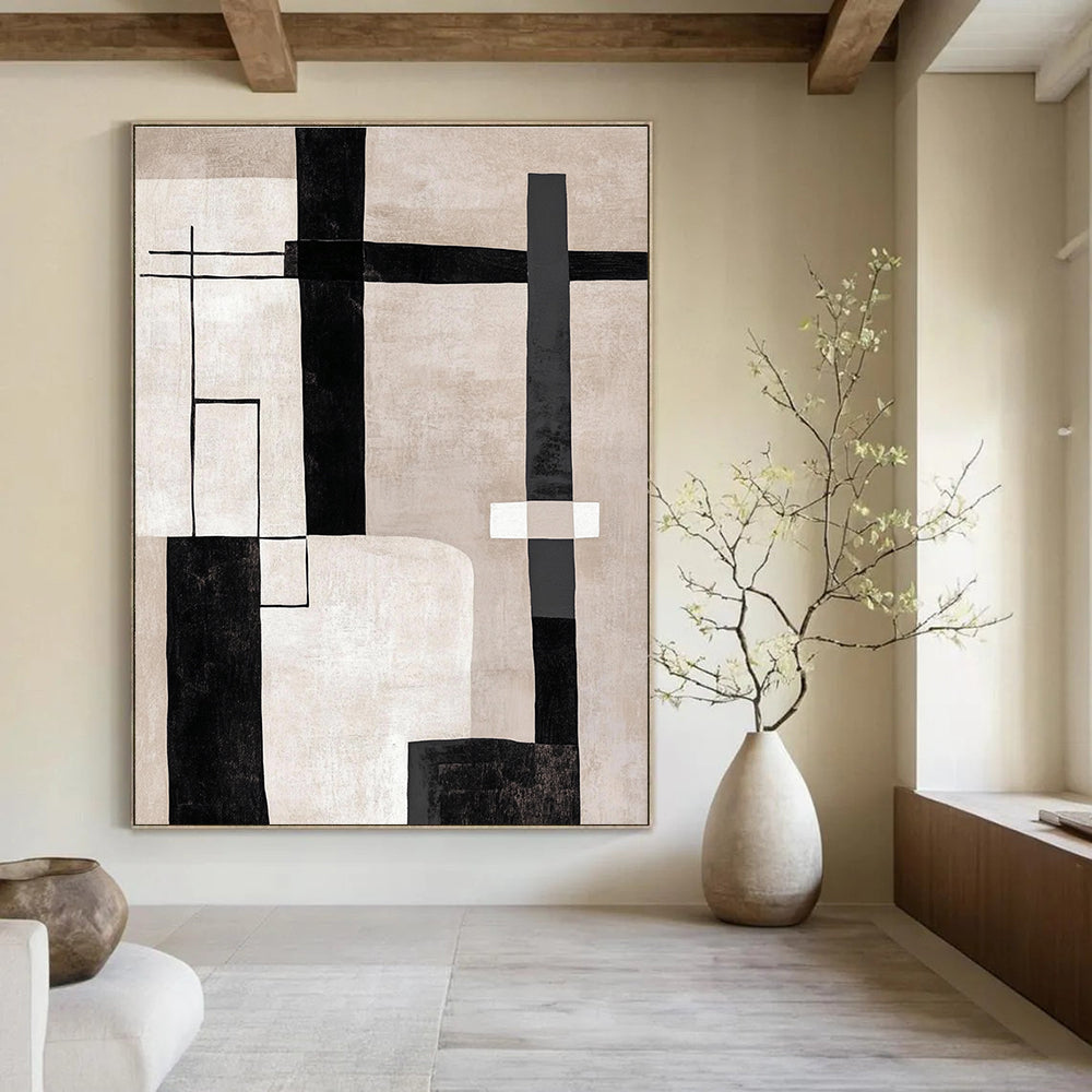 Geometric Neutral Abstract Painting for Industrial - Chic Lofts GAB0781