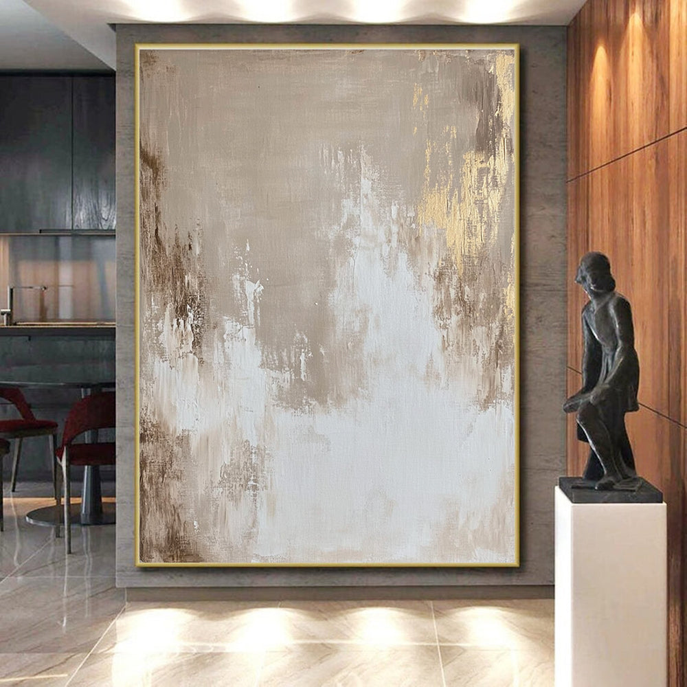 Beige and Gold Abstract Painting with Subtle Luxury WINK123