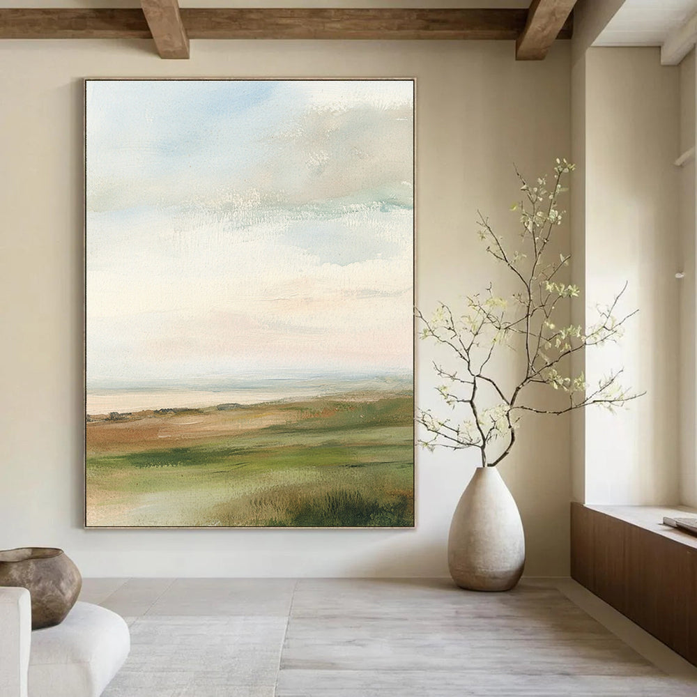 Soft Pastel Landscape Abstract Painting for Coastal - Themed Cafes GAB0982