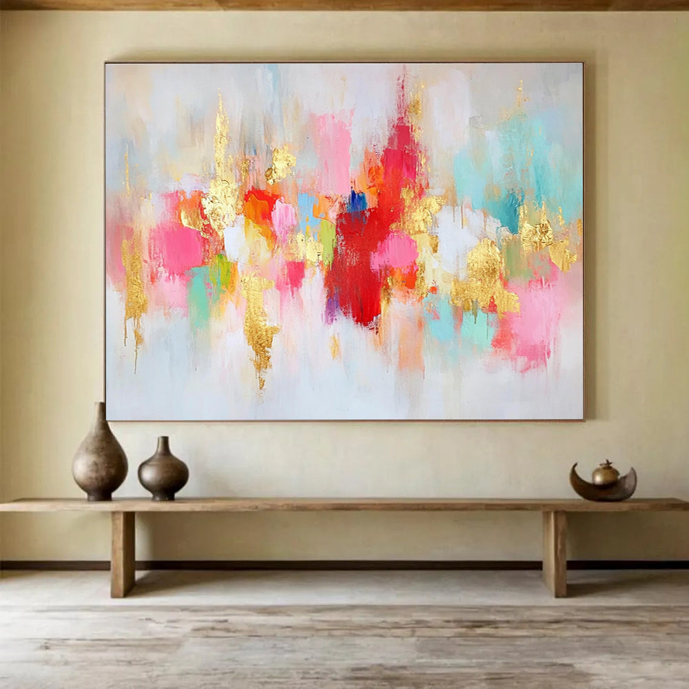 Colorful Gold - Accented Abstract Painting with Luxurious Vibes ABS423