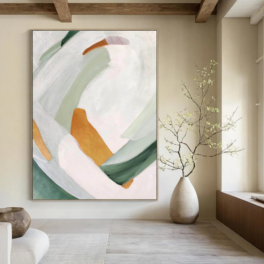 Soft Pastel Abstract Shapes Painting for Whimsical Interiors HENG257