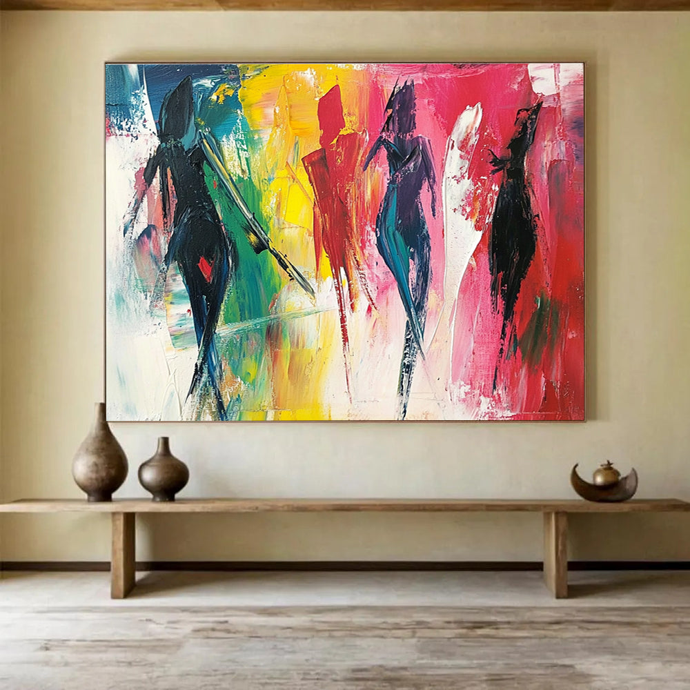 Colorful Figure with Expressive Brushstrokes Abstract Painting ABS347
