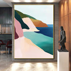 Minimalist Coastal Landscape Abstract Painting with Serene Geometry WINK273