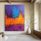 Purple and Orange Abstract Painting for Vibrant Interiors GAB0711