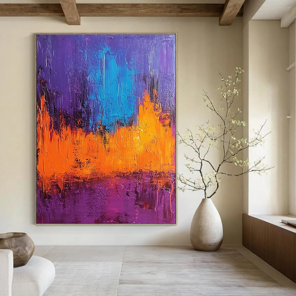 Purple and Orange Abstract Painting for Vibrant Interiors GAB0711