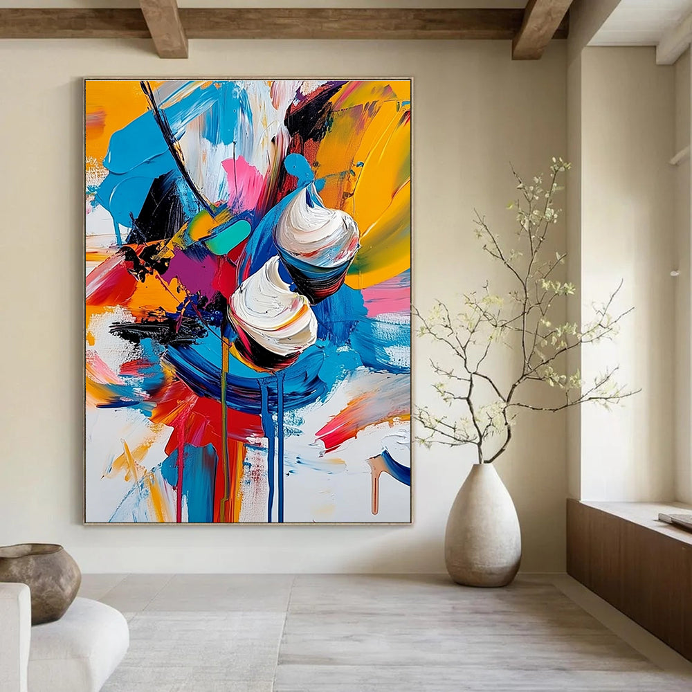 Colorful Abstract Blooms Painting for Vibrant Kitchens GAB0757