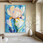 Pastel Iris Flower Textured Abstract Painting for Romantic Spaces GAB1425