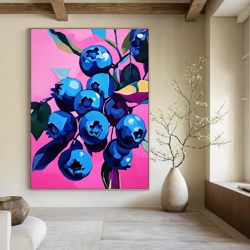 Blueberries on Pink - Pop Art Still Life GAB0387