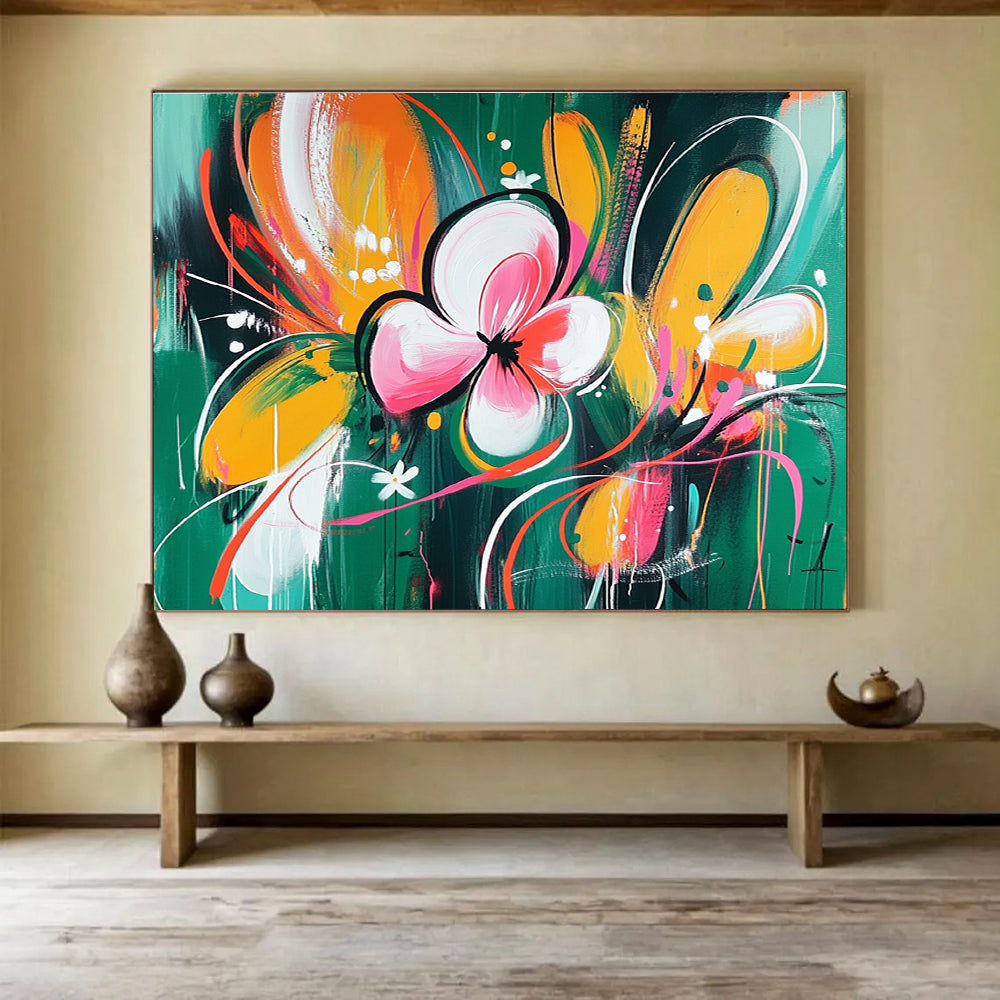 Colorful Floral Abstract with Vibrant Colors and Curves Abstract Painting ABS366