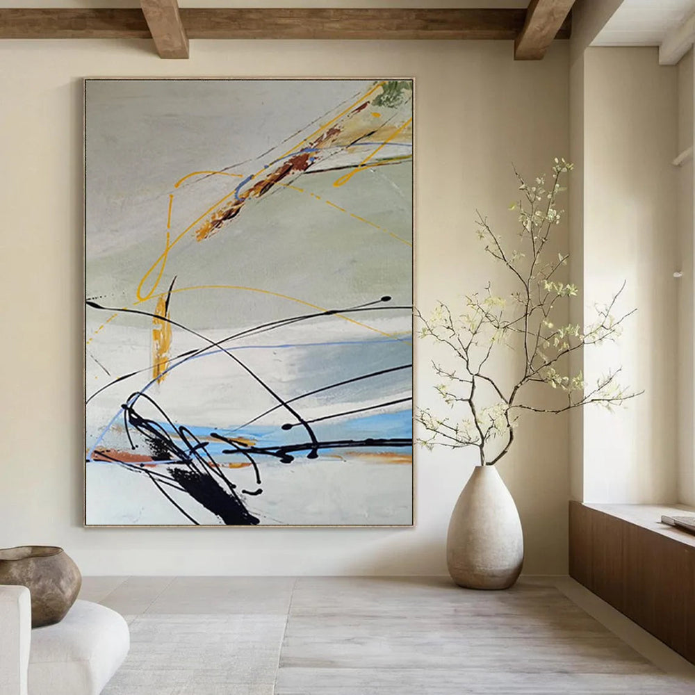 Dynamic Line Abstract Painting for Modern Dance Studio Lobbies HENG035