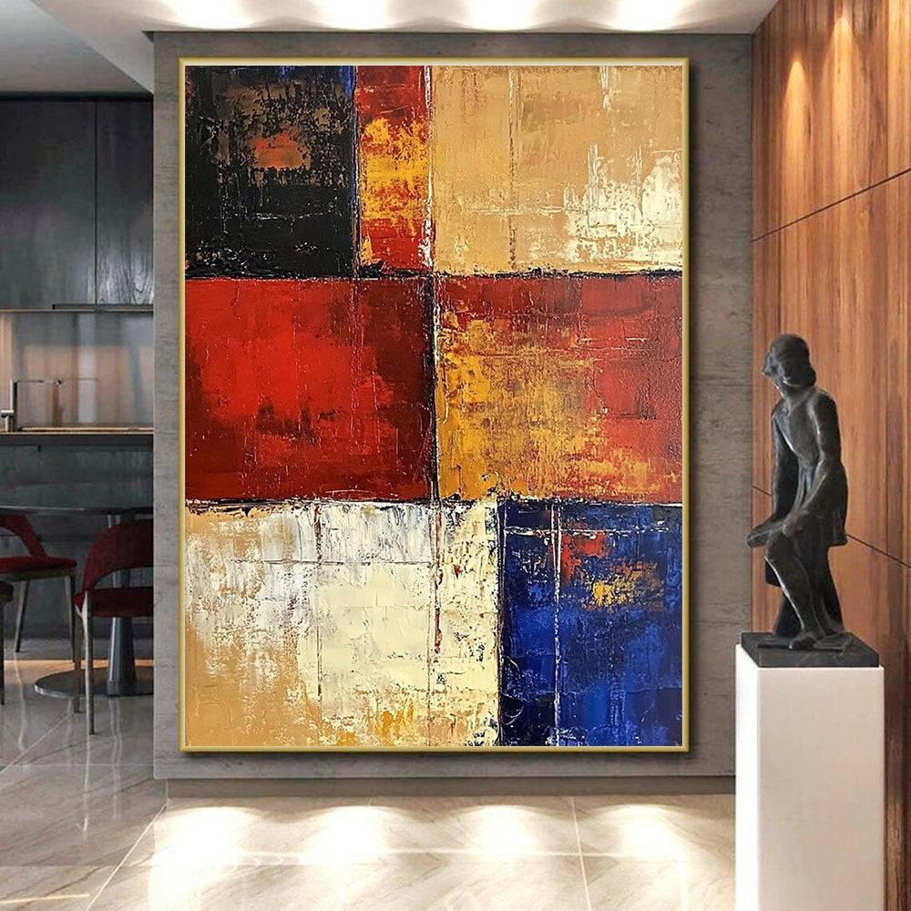 Red Yellow Blue Abstract Painting with Vibrant Retro Energy WINK475
