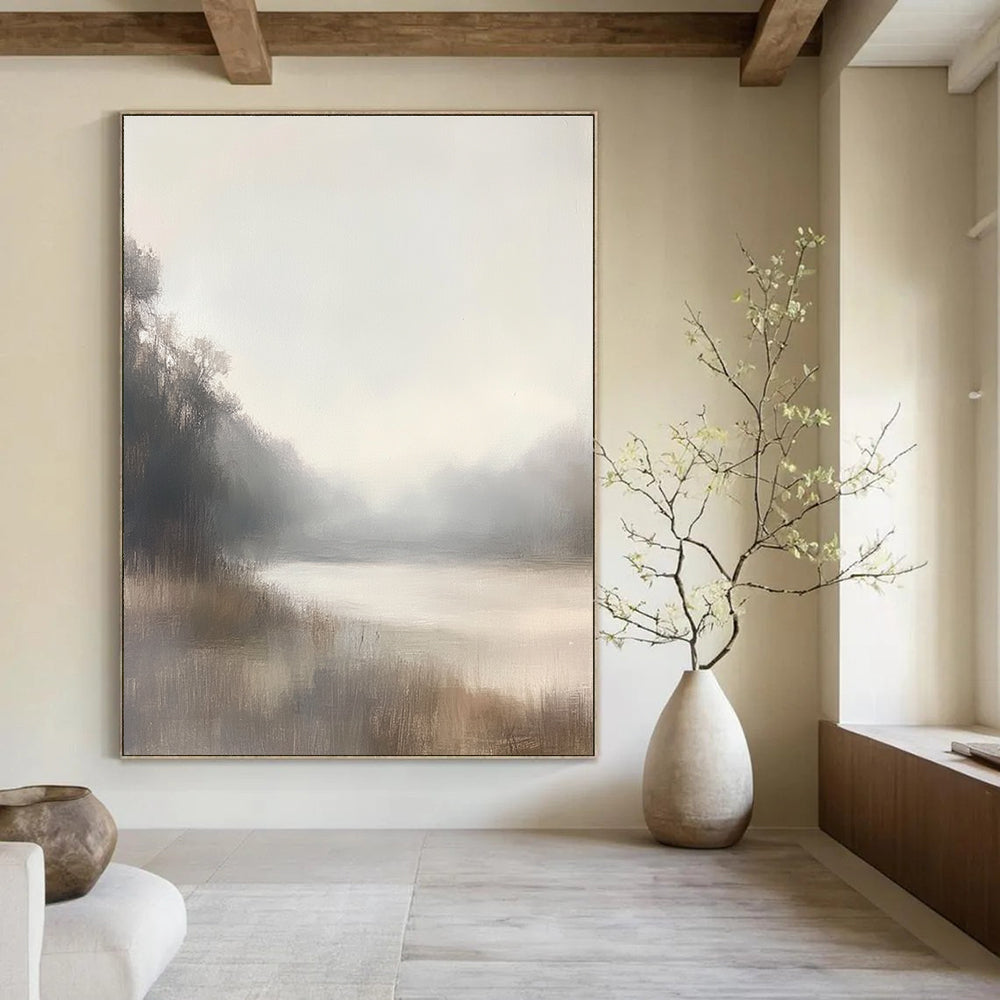Misty River Scene Abstract Painting for Tranquil Spa Retreats GAB1277