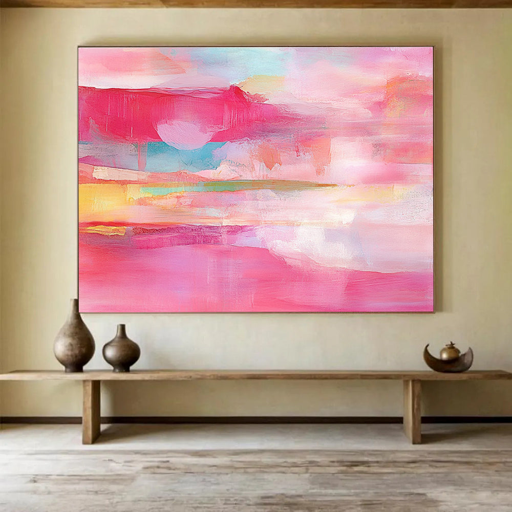 Pink - Toned Abstract Layers Painting with Soft, Romantic Transitions ABS495