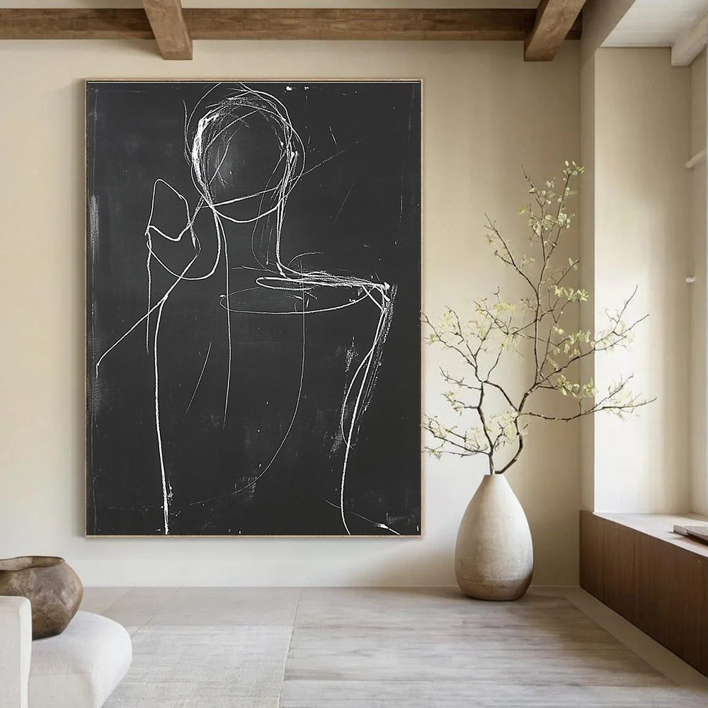Minimalist Figure Sketch Painting with Expressive Lines GAB0109