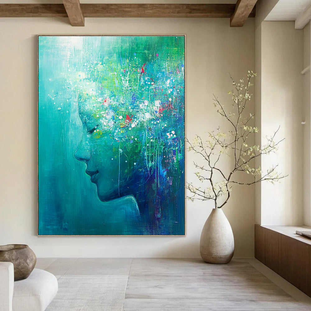Abstract Head with Floral Crown Painting for Bohemian - Styled Salons GAB1136