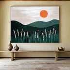 Minimalist Landscape with Sun  Calm and Serene ABS057