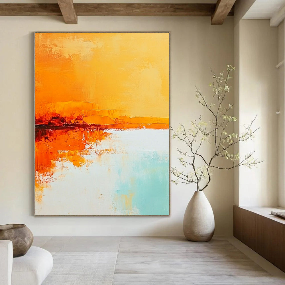 Orange Reflection Abstract - Vibrant Landscape Art GAB0550