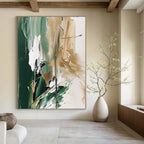 Green - Gold Abstract Painting for Nature - Themed Cafes GAB0865