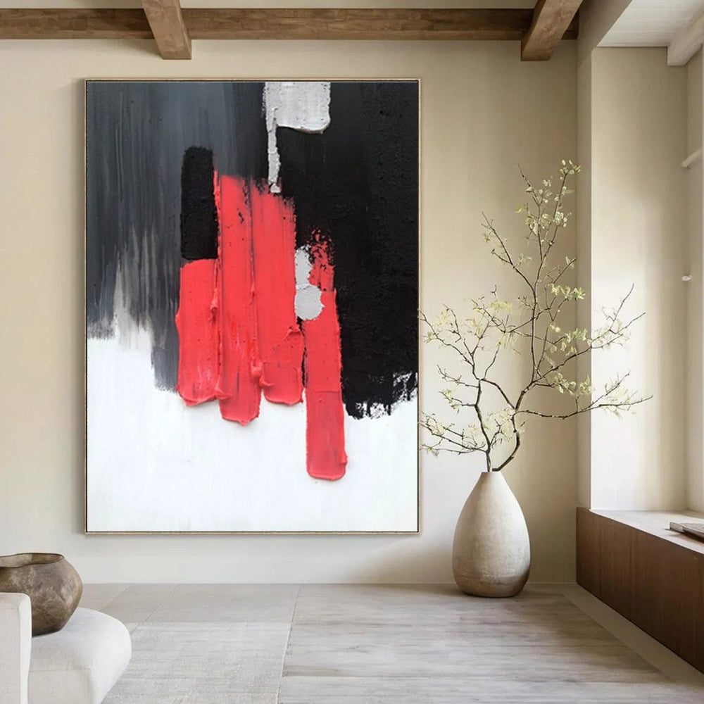 Red - Black - Gray Abstract Painting for Industrial - Chic Lofts HENG394