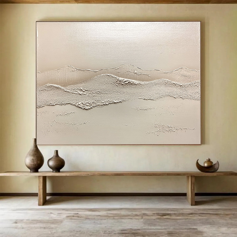 Minimalist Textured Mountains Abstract Painting with Subtle Elegance ABS619